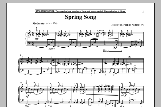 Download Christopher Norton Spring Song Sheet Music and learn how to play Piano PDF digital score in minutes