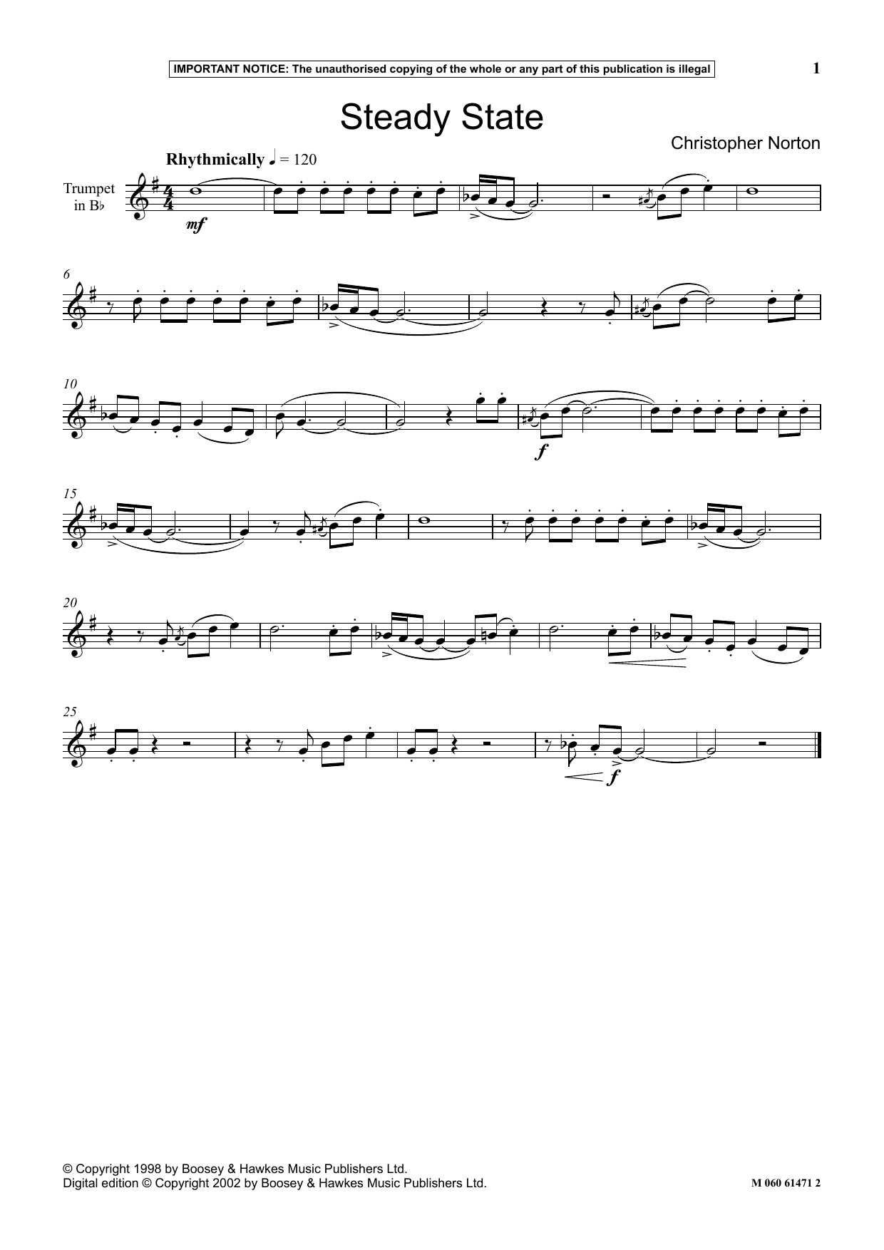 Download Christopher Norton Steady State Sheet Music and learn how to play Instrumental Solo PDF digital score in minutes