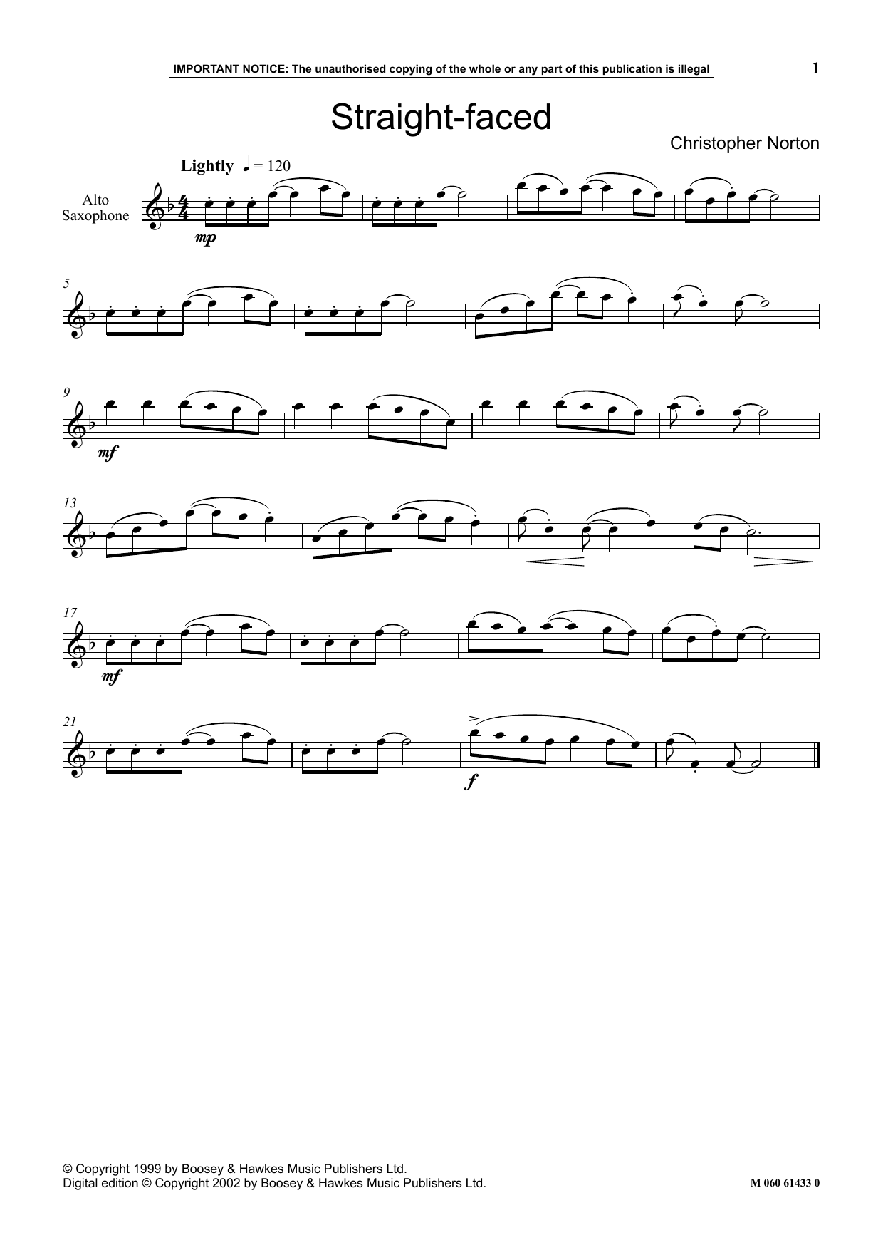 Download Christopher Norton Straight Faced Sheet Music and learn how to play Instrumental Solo PDF digital score in minutes
