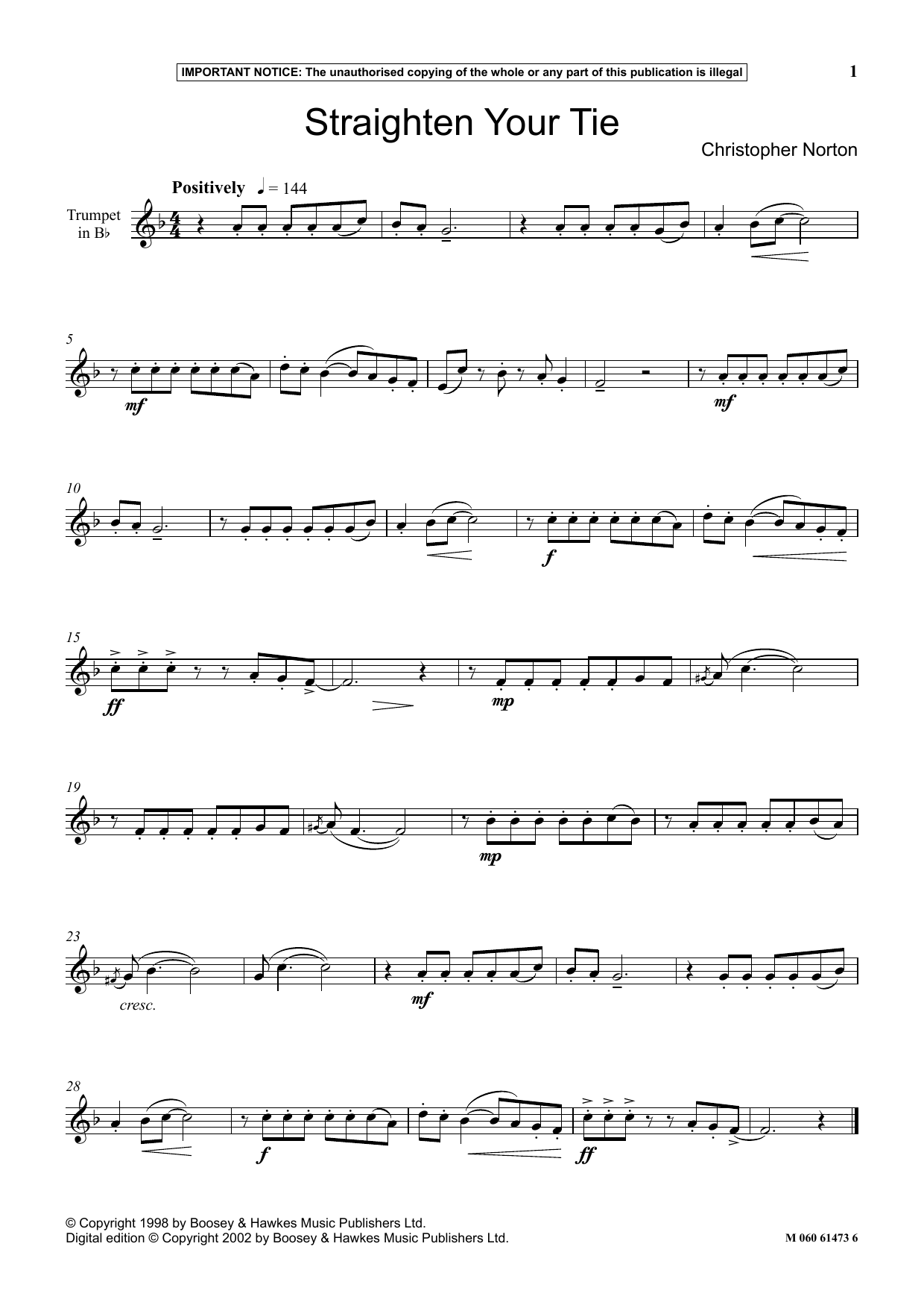 Download Christopher Norton Straighten Your Tie Sheet Music and learn how to play Instrumental Solo PDF digital score in minutes