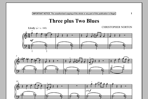 Download Christopher Norton Three Plus Two Blues Sheet Music and learn how to play Piano PDF digital score in minutes