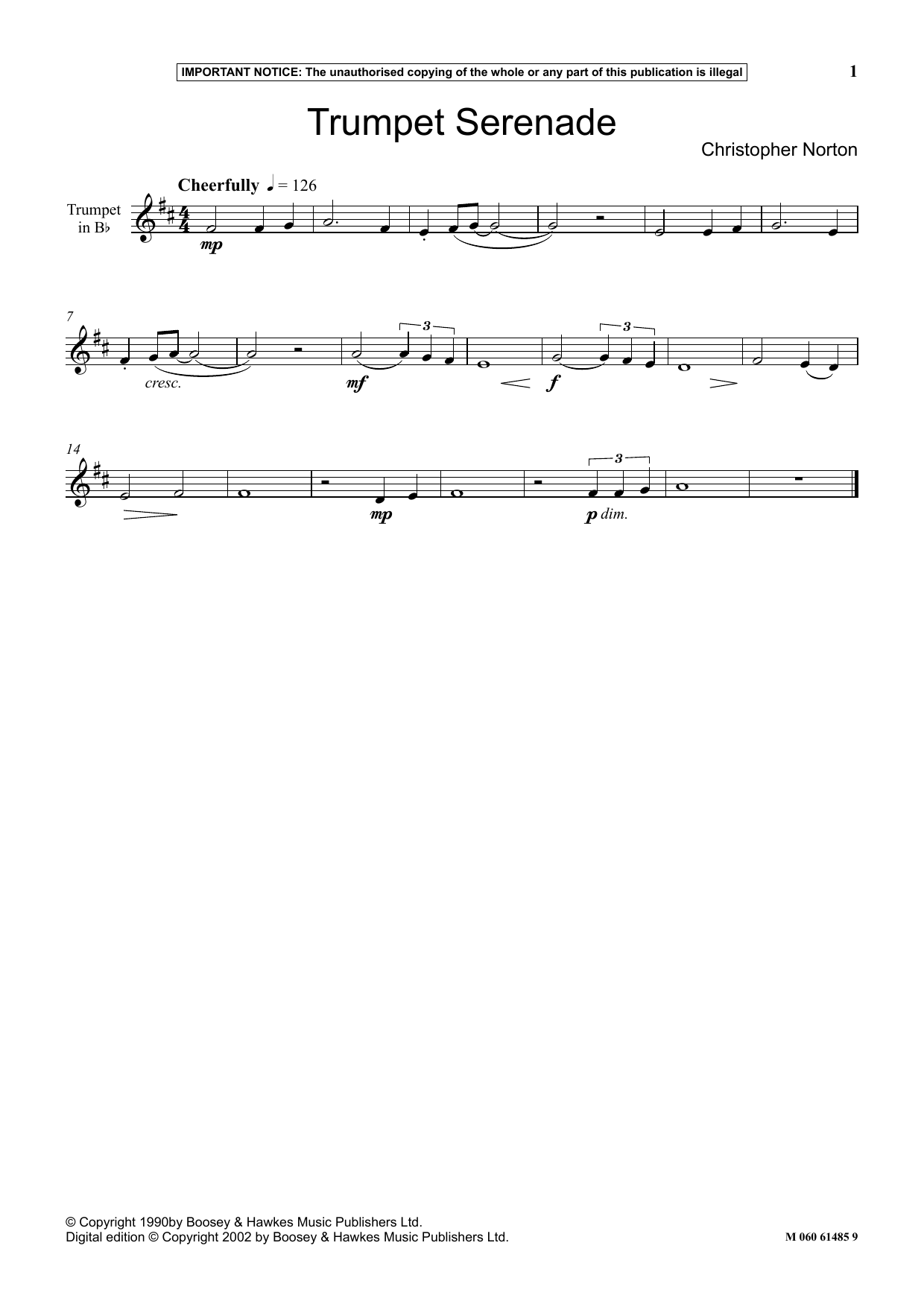 Download Christopher Norton Trumpet Serenade Sheet Music and learn how to play Instrumental Solo PDF digital score in minutes