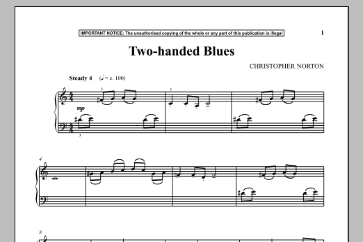Download Christopher Norton Two-Handed Blues Sheet Music and learn how to play Piano PDF digital score in minutes