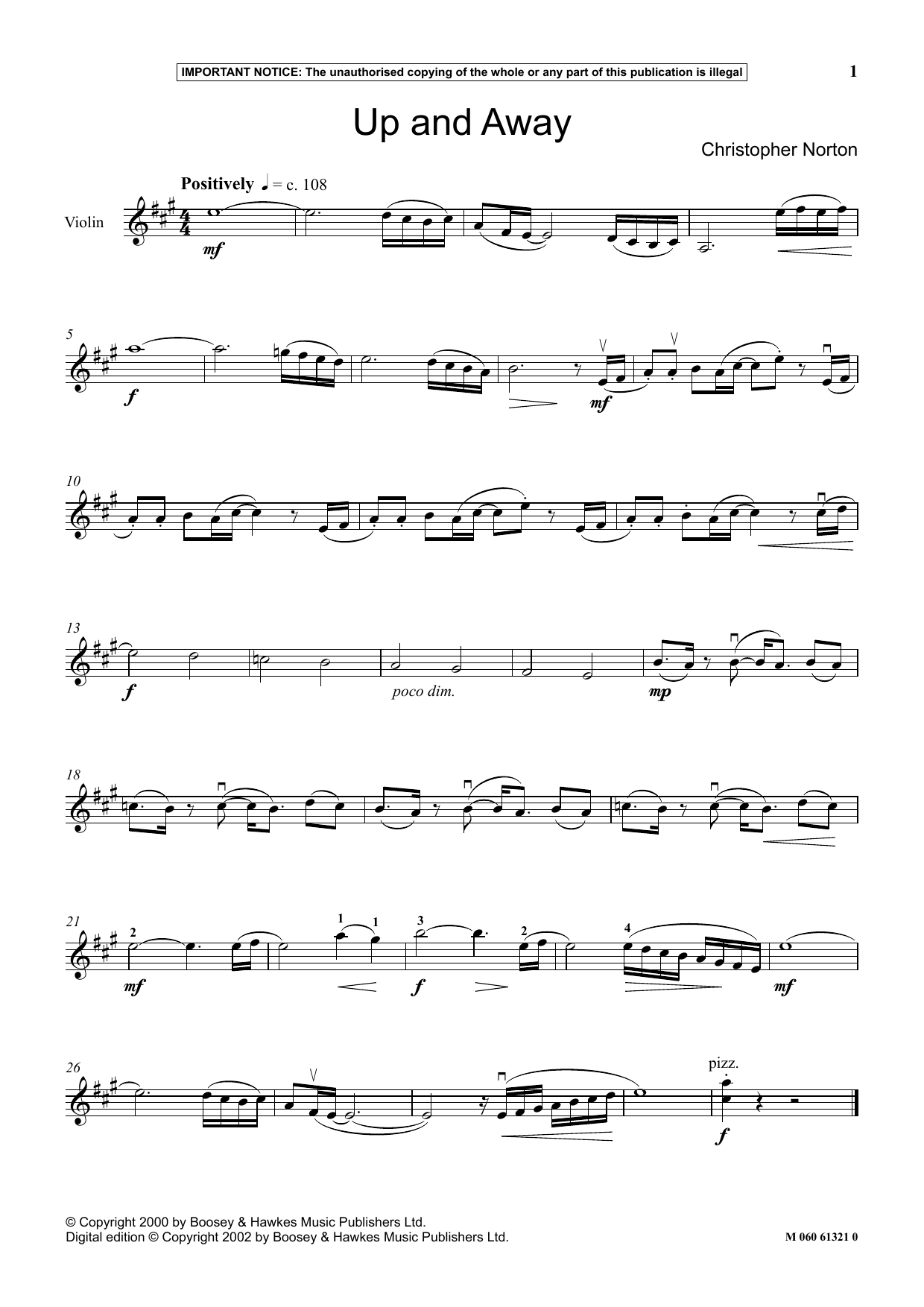 Download Christopher Norton Up And Away Sheet Music and learn how to play Instrumental Solo PDF digital score in minutes