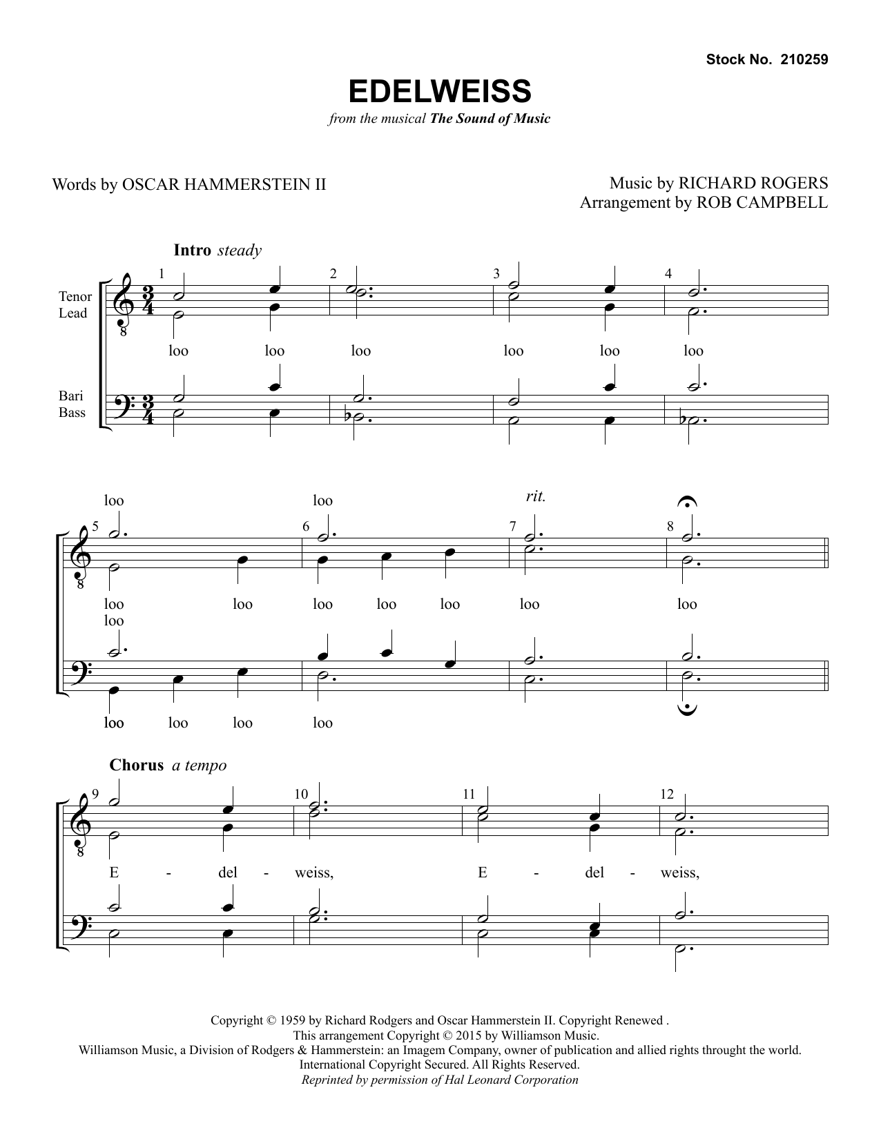 Download Christopher Plummer Edelweiss (from The Sound Of Music) (arr. Rob Campbell) Sheet Music and learn how to play SSAA Choir PDF digital score in minutes