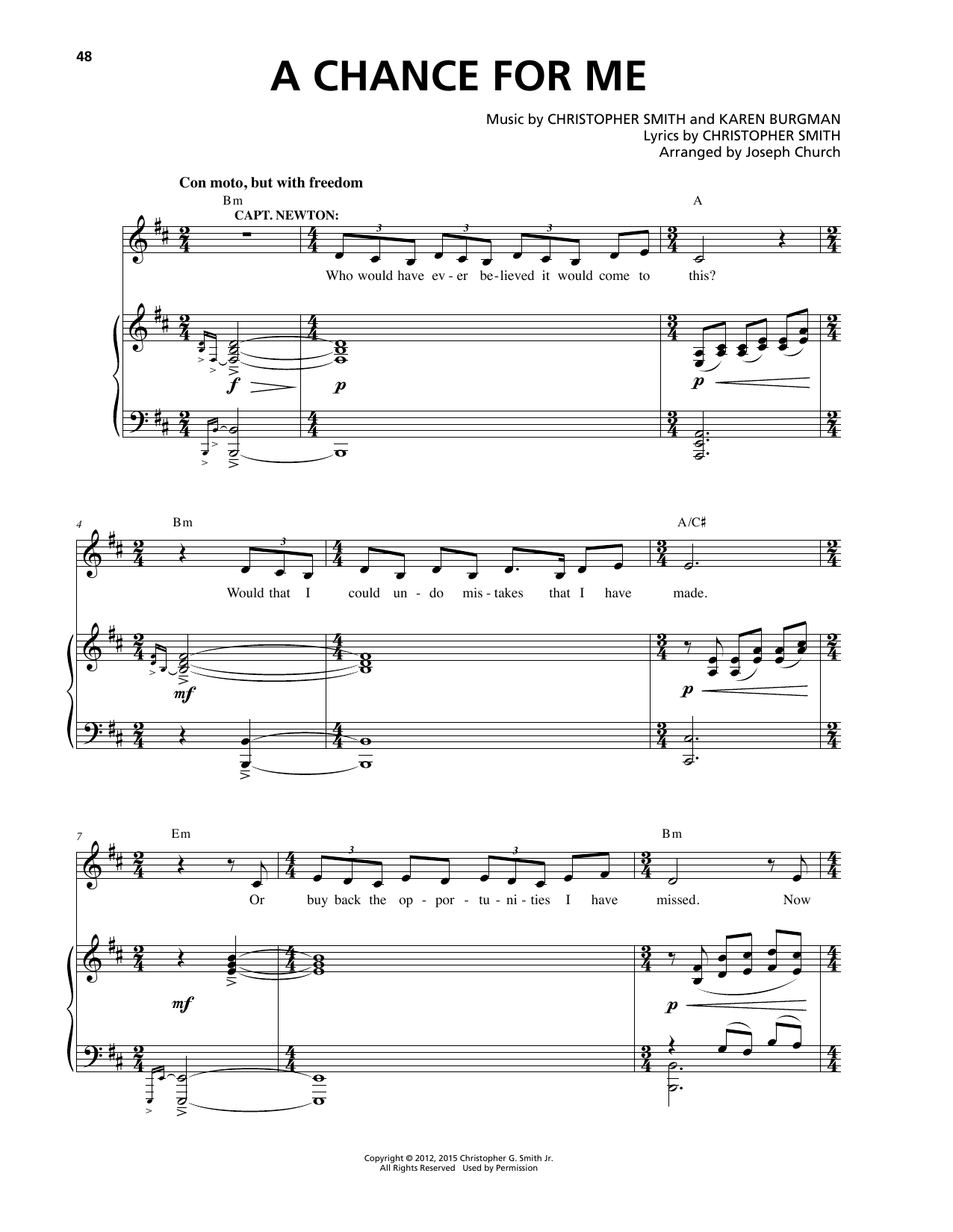 Download Christopher Smith A Chance For Me Sheet Music and learn how to play Piano & Vocal PDF digital score in minutes