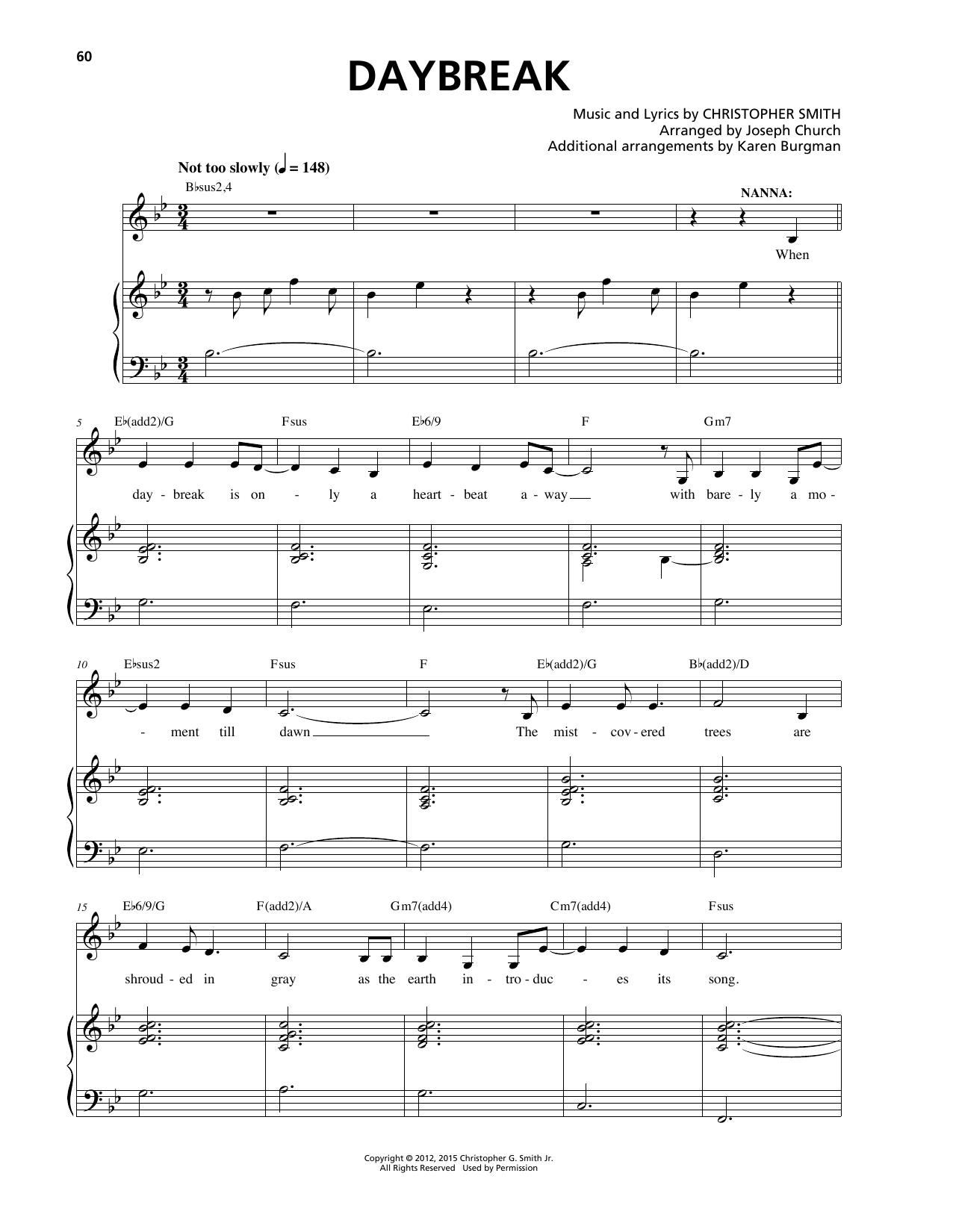 Download Christopher Smith Daybreak Sheet Music and learn how to play Piano & Vocal PDF digital score in minutes