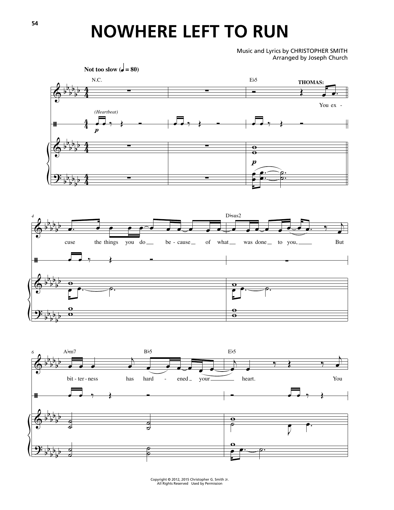 Download Christopher Smith Nowhere Left To Run Sheet Music and learn how to play Piano & Vocal PDF digital score in minutes