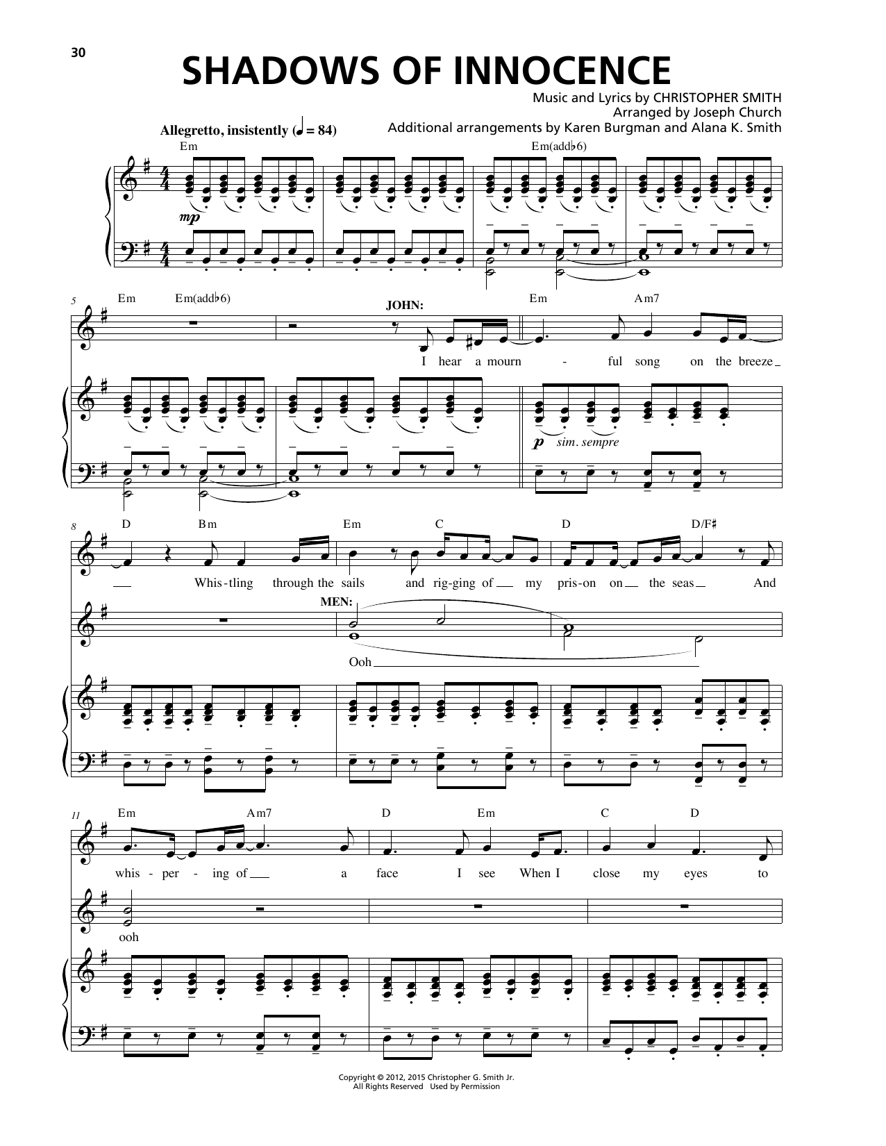 Download Christopher Smith Shadows Of Innocence Sheet Music and learn how to play Piano & Vocal PDF digital score in minutes