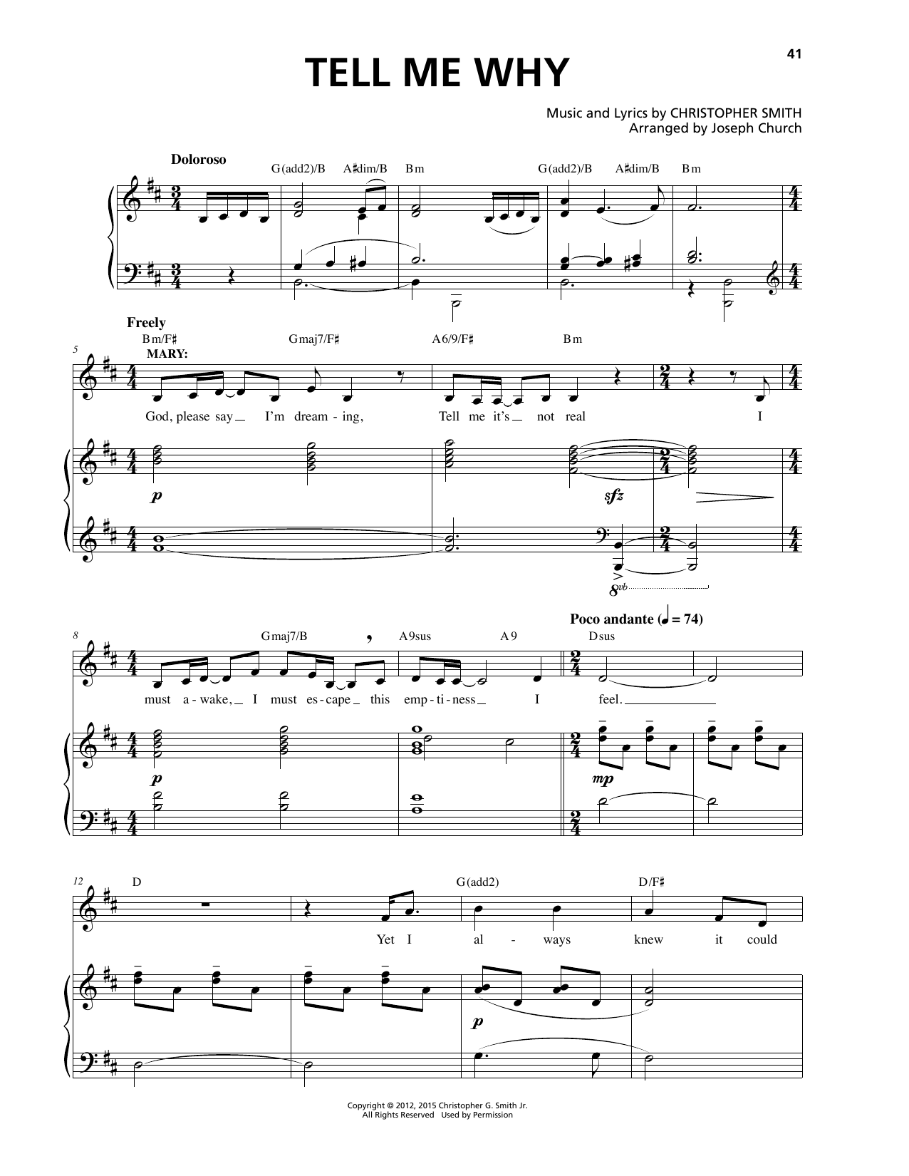 Download Christopher Smith Tell Me Why Sheet Music and learn how to play Piano & Vocal PDF digital score in minutes