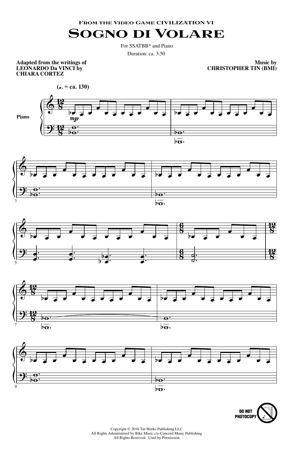 Download Christopher Tin Sogno Di Volare (from Civilization VI) Sheet Music and learn how to play SATB Choir PDF digital score in minutes