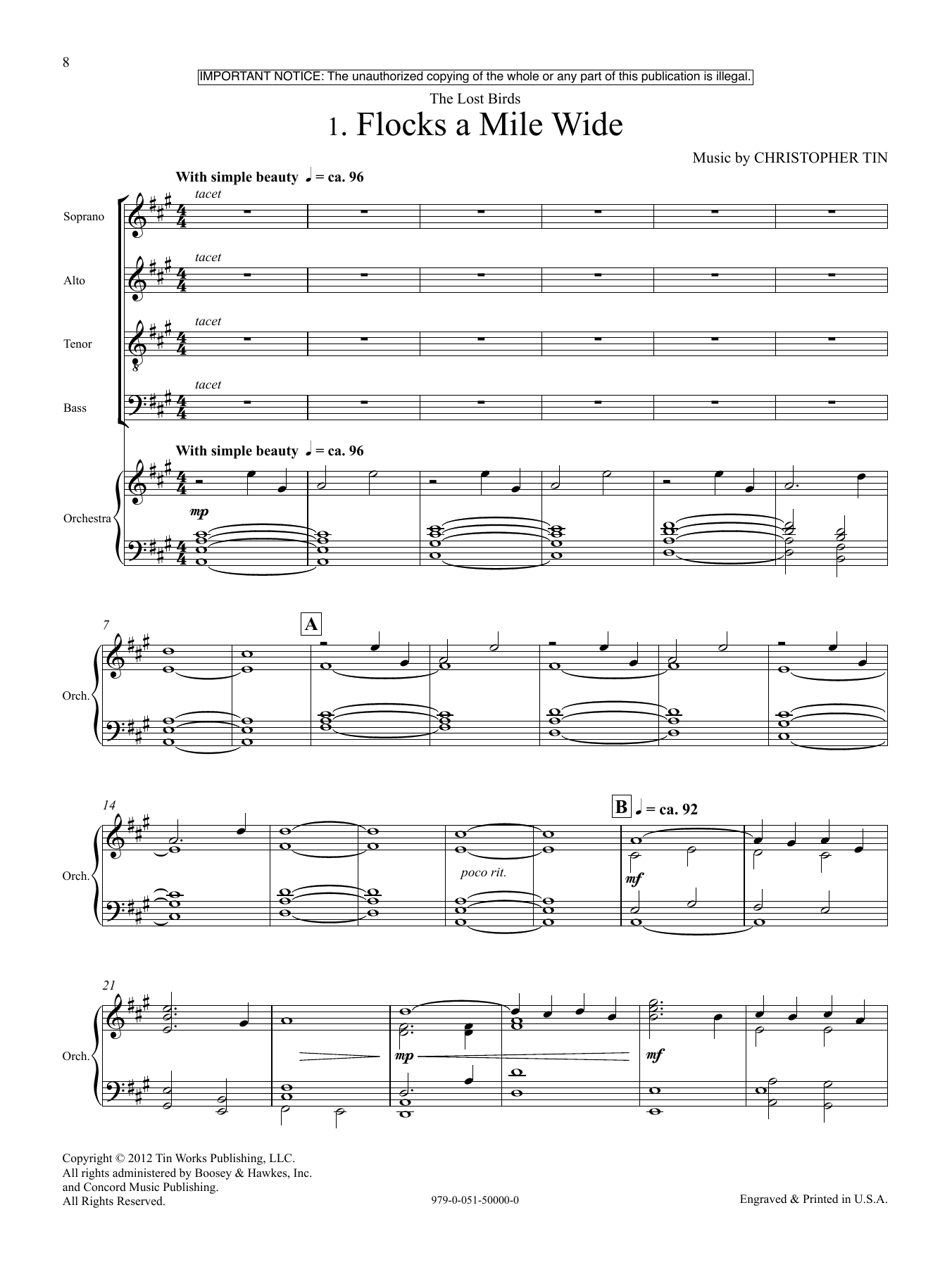 Download Christopher Tin The Lost Birds Sheet Music and learn how to play SATB Choir PDF digital score in minutes