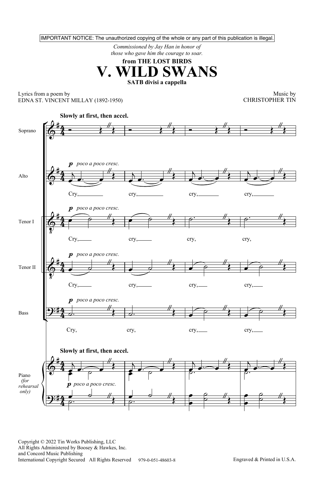 Download Christopher Tin Wild Swans (Movement V from The Lost Birds) Sheet Music and learn how to play Choir PDF digital score in minutes