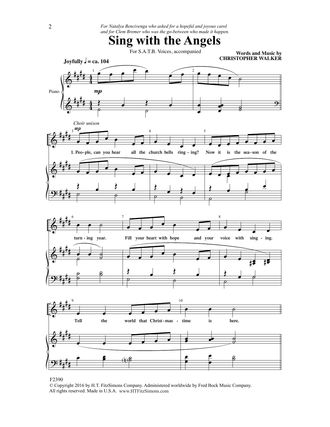 Download Christopher Walker Sing with the Angels Sheet Music and learn how to play SATB Choir PDF digital score in minutes