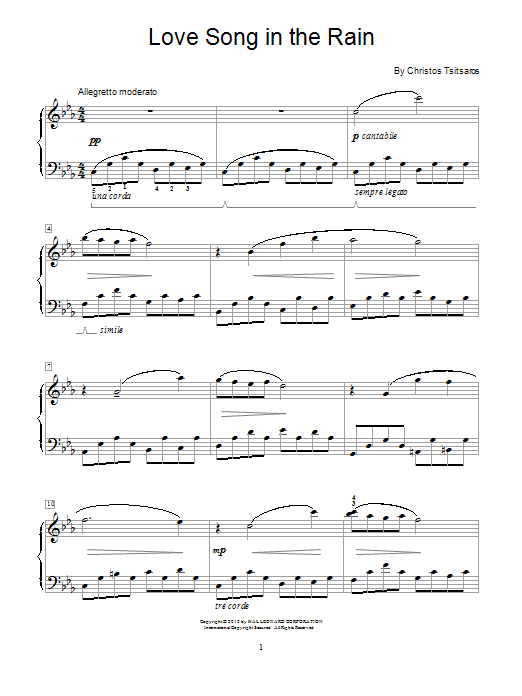Download Christos Tsitsaros Love Song In The Rain Sheet Music and learn how to play Easy Piano PDF digital score in minutes