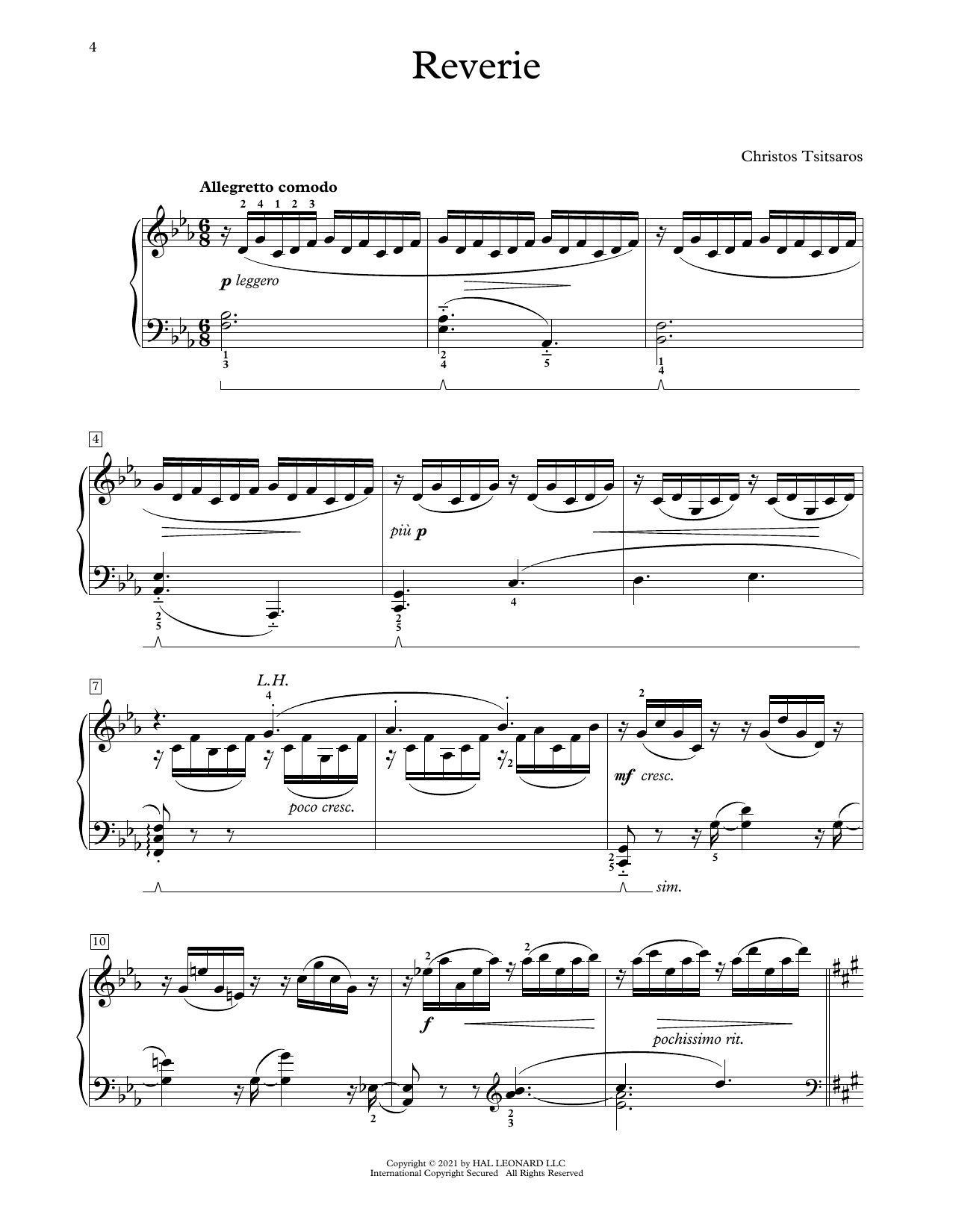 Download Christos Tsitsaros Reverie Sheet Music and learn how to play Educational Piano PDF digital score in minutes