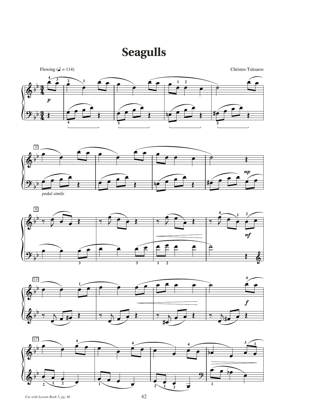 Download Christos Tsitsaros Seagulls Sheet Music and learn how to play Educational Piano PDF digital score in minutes