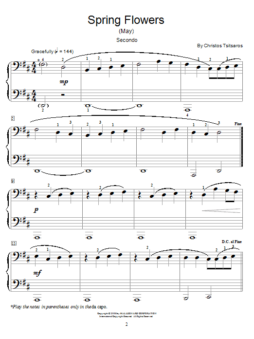 Christos Tsitsaros Spring Flowers May Sheet Music And Chords Download 2 Page Printable Pdf 