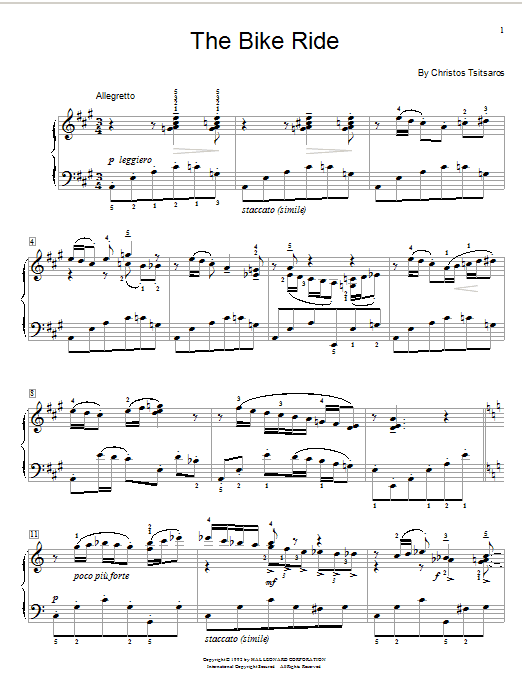 Download Christos Tsitsaros The Bike Ride Sheet Music and learn how to play Easy Piano PDF digital score in minutes