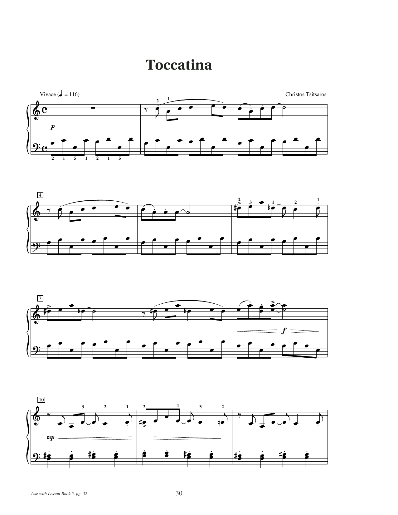 Download Christos Tsitsaros Toccatina Sheet Music and learn how to play Educational Piano PDF digital score in minutes