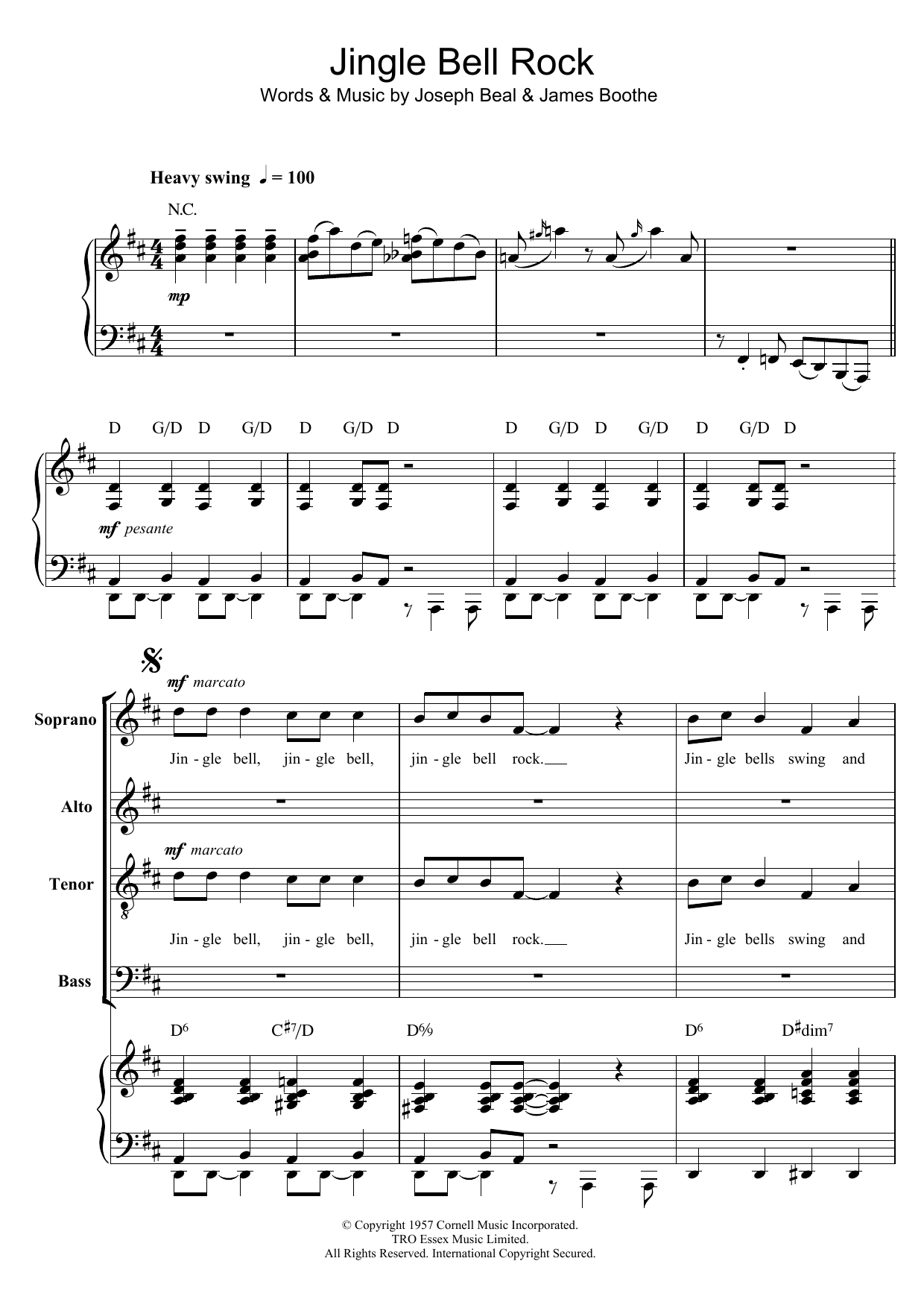 Download Chubby Checker Jingle Bell Rock Sheet Music and learn how to play SATB PDF digital score in minutes