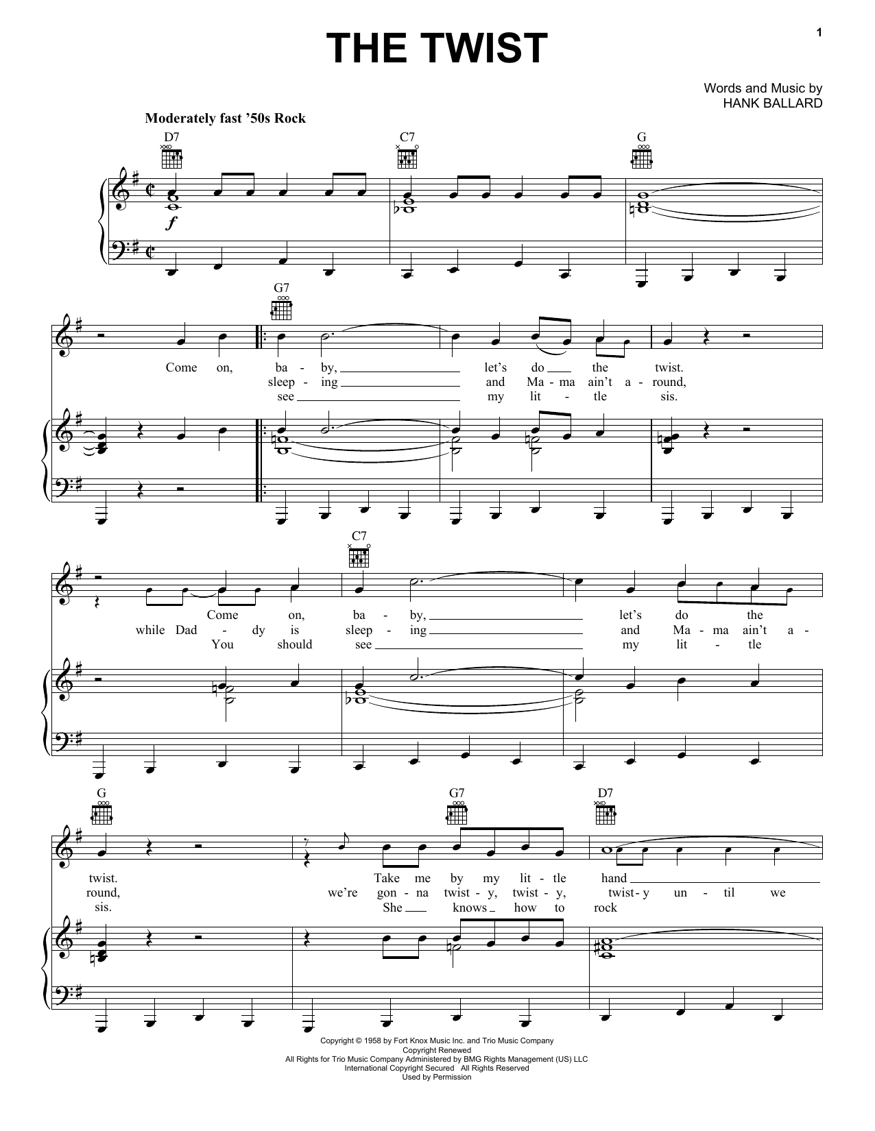 Download Chubby Checker The Twist Sheet Music and learn how to play Trombone PDF digital score in minutes