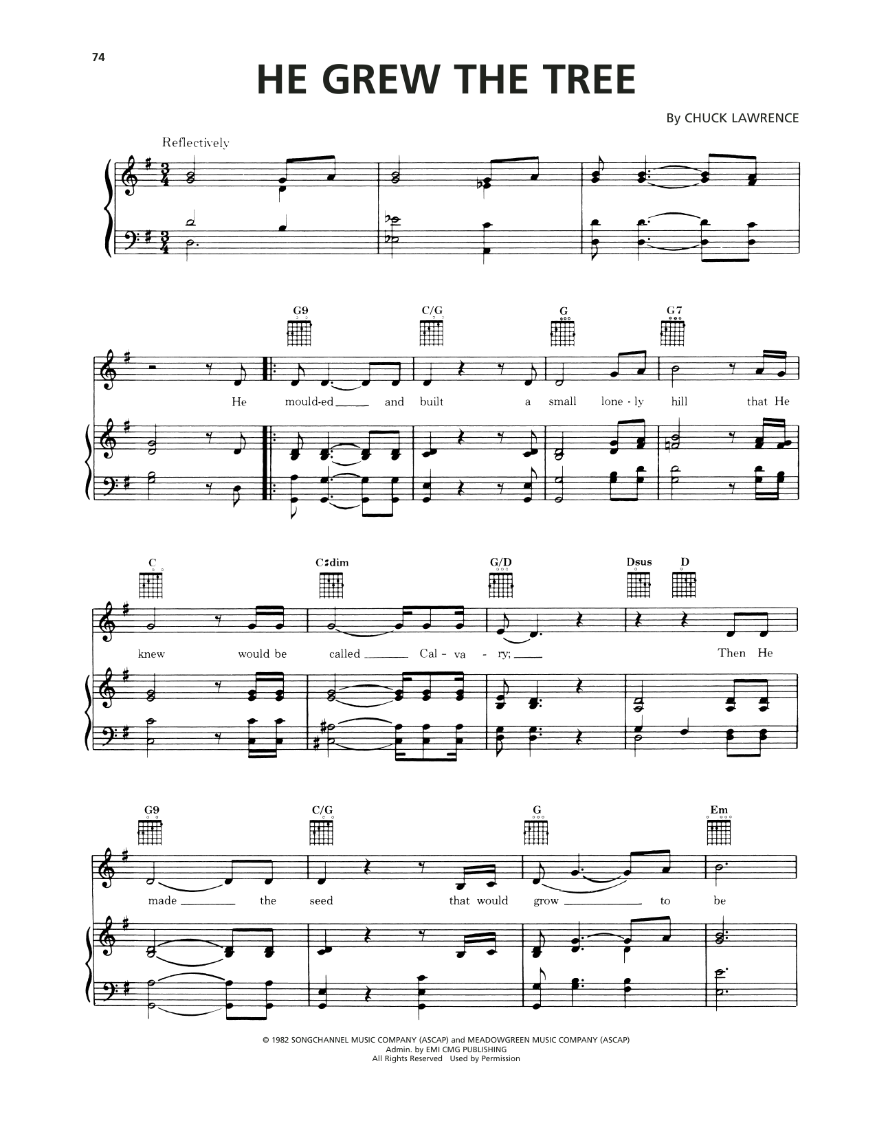 Download Chuck Lawrence He Grew The Tree Sheet Music and learn how to play Piano, Vocal & Guitar Chords (Right-Hand Melody) PDF digital score in minutes
