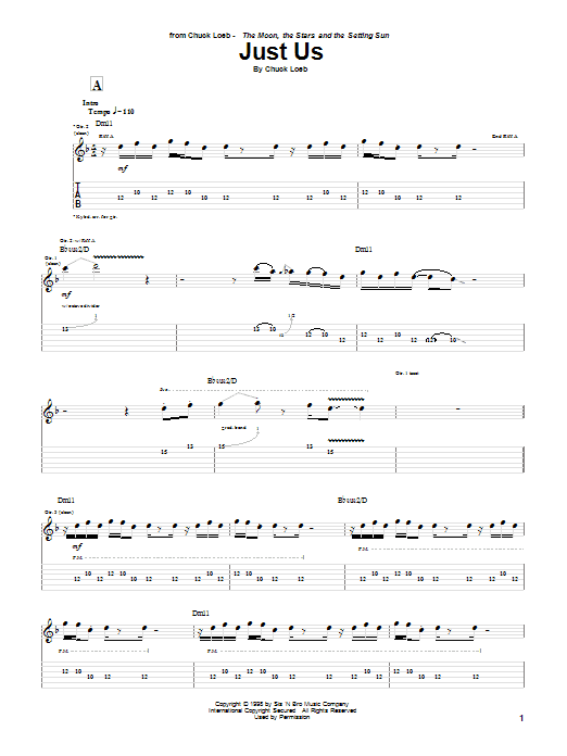 Download Chuck Loeb Just Us Sheet Music and learn how to play Guitar Tab PDF digital score in minutes