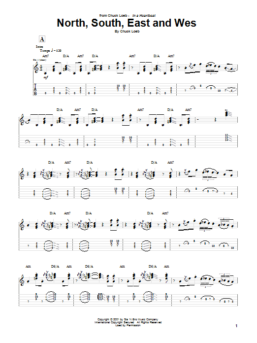 Download Chuck Loeb North, South, East And Wes Sheet Music and learn how to play Guitar Tab PDF digital score in minutes