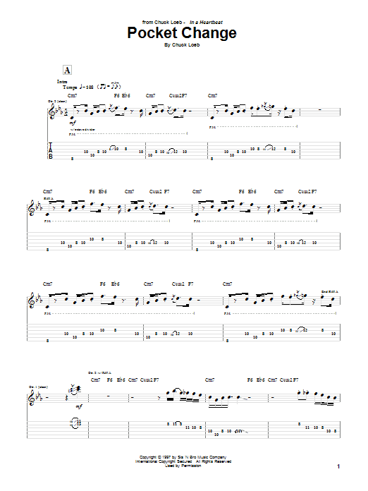Download Chuck Loeb Pocket Change Sheet Music and learn how to play Guitar Tab PDF digital score in minutes