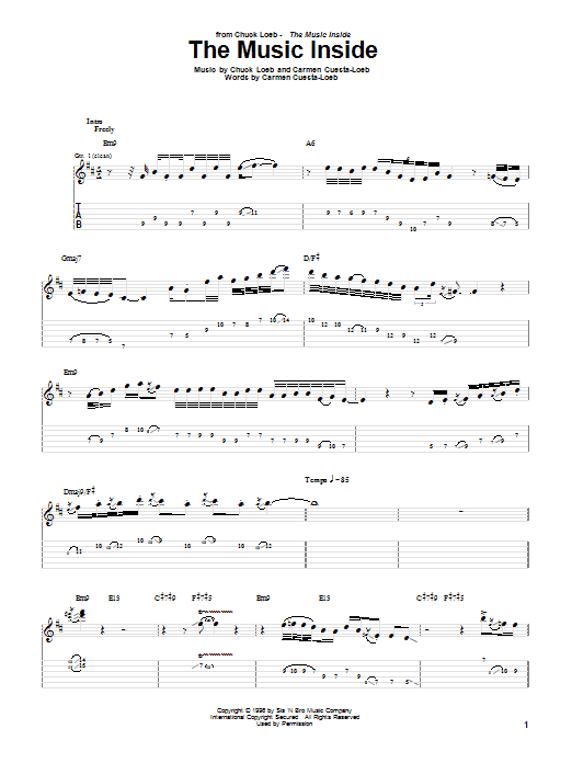 Download Chuck Loeb The Music Inside Sheet Music and learn how to play Guitar Tab PDF digital score in minutes