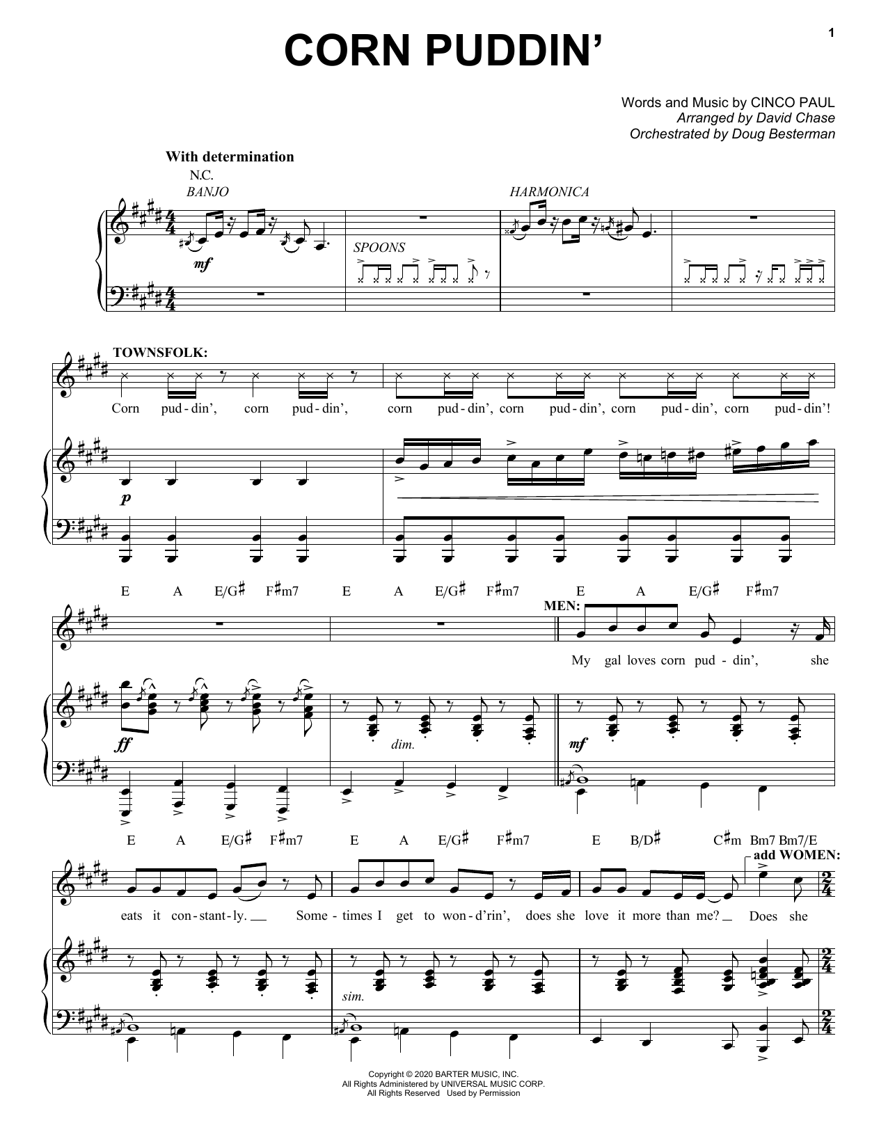 Download Cinco Paul Corn Puddin' (from Schmigadoon!) Sheet Music and learn how to play Piano & Vocal PDF digital score in minutes
