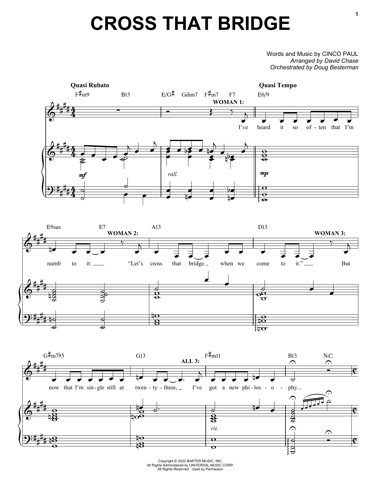 Download Cinco Paul Cross That Bridge (from Schmigadoon!) Sheet Music and learn how to play Piano & Vocal PDF digital score in minutes