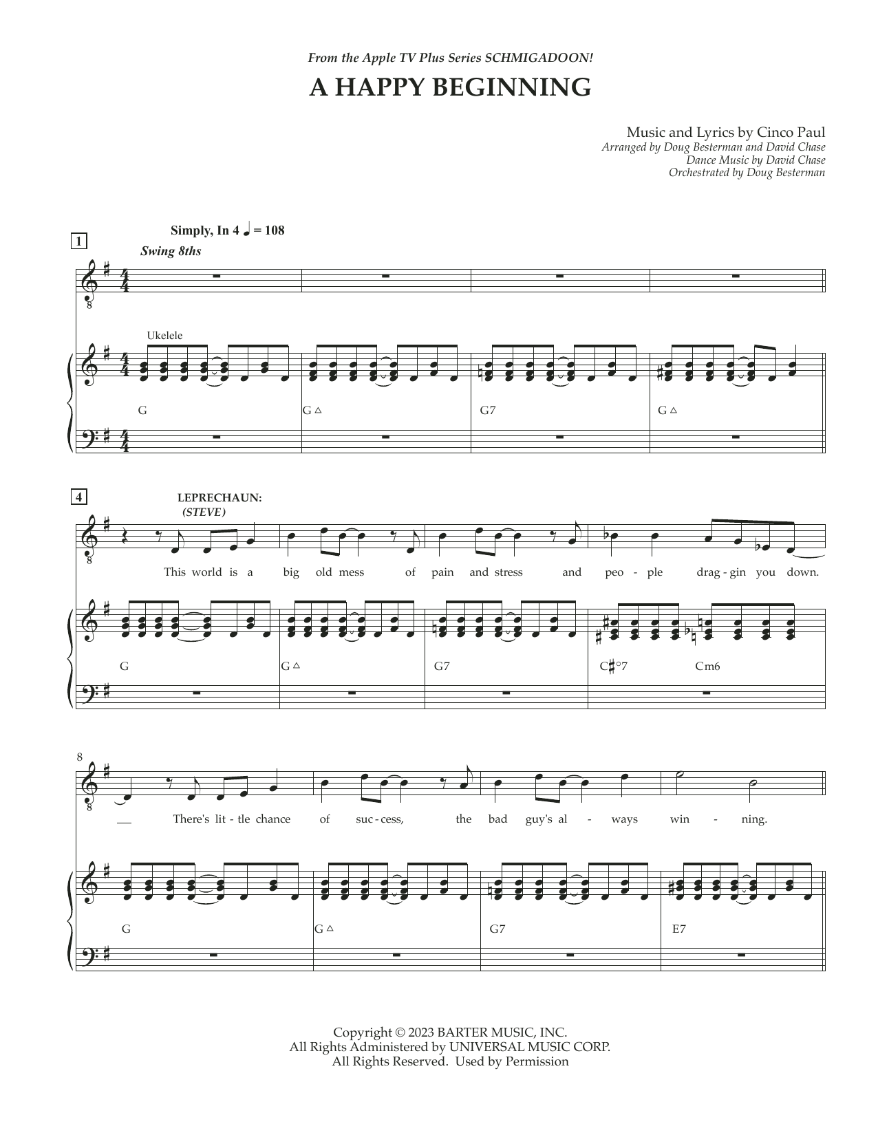 Download Cinco Paul Happy Beginning (from Schmigadoon! Season 2) Sheet Music and learn how to play Piano & Vocal PDF digital score in minutes