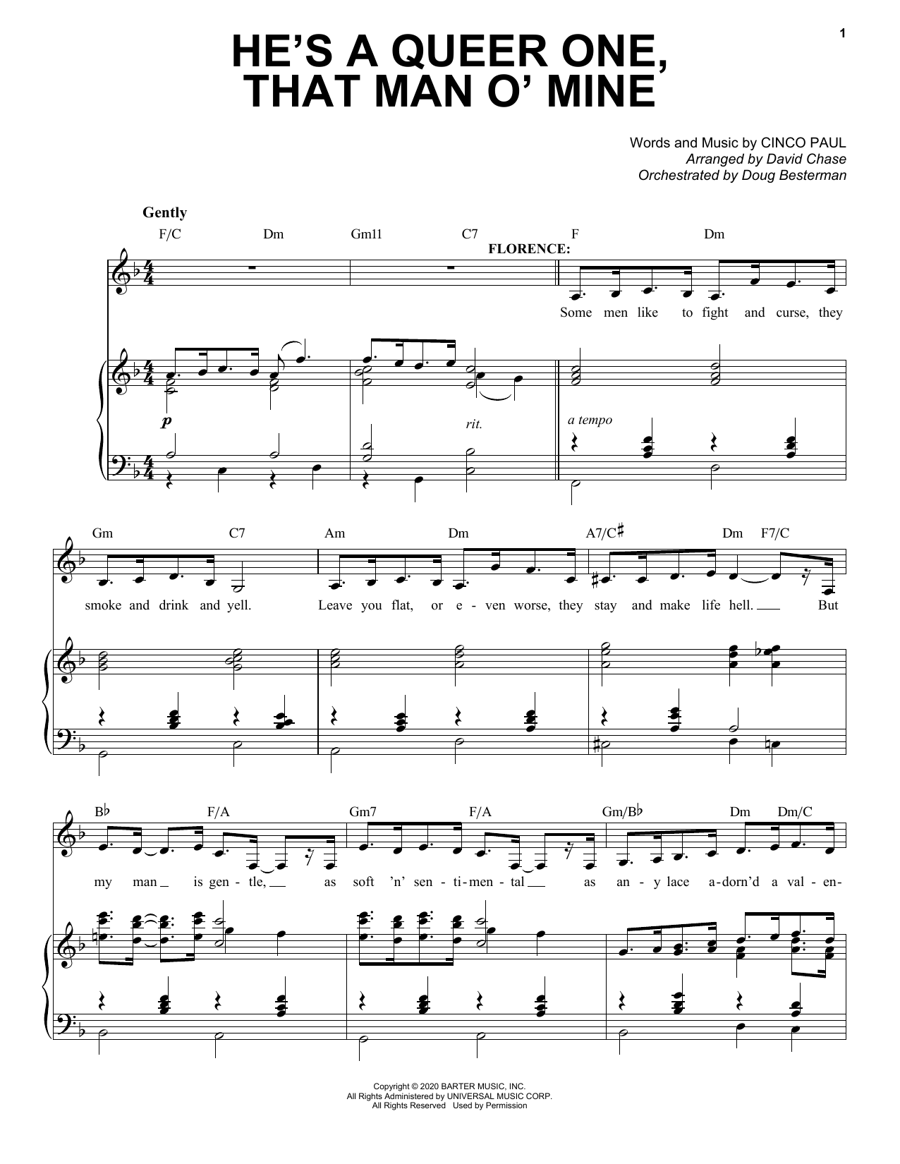 Download Cinco Paul He's A Queer One, That Man O' Mine (from Schmigadoon!) Sheet Music and learn how to play Piano & Vocal PDF digital score in minutes