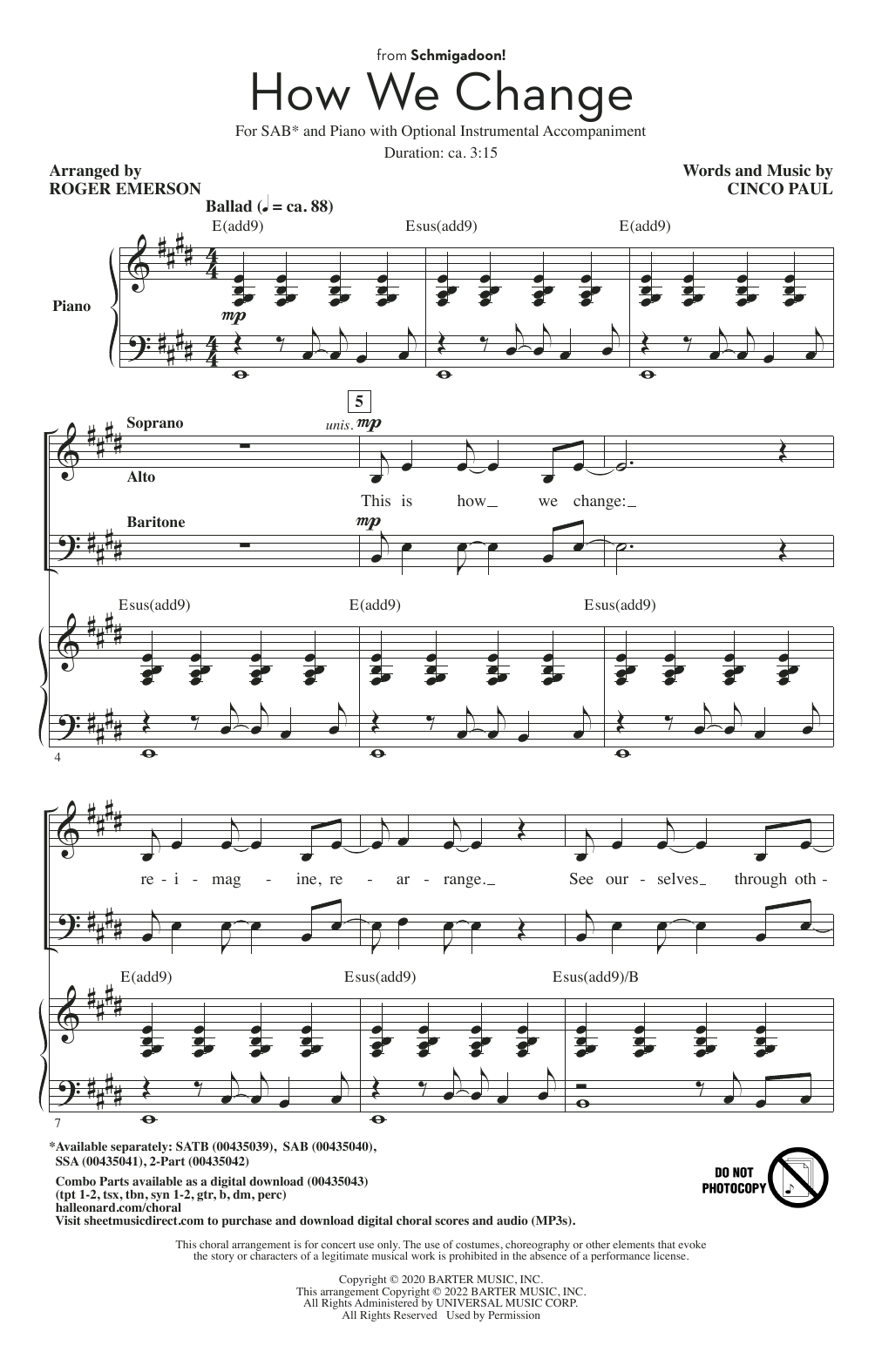 Download Cinco Paul How We Change (Schmigadoon Finale) (from Schmigadoon!) (arr. Roger Emerson) Sheet Music and learn how to play SSA Choir PDF digital score in minutes