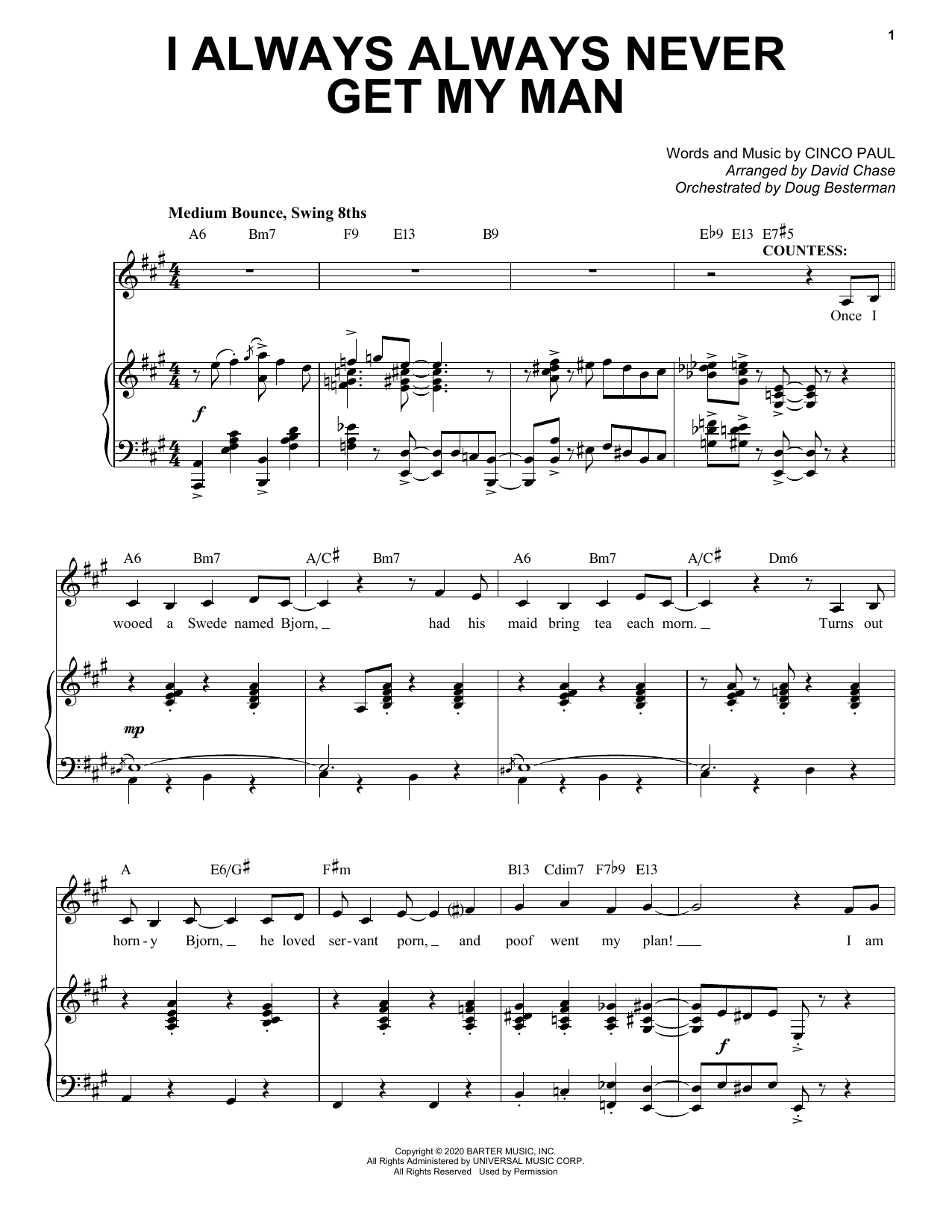 Download Cinco Paul I Always, Always, Never Get My Man (from Schmigadoon!) Sheet Music and learn how to play Piano & Vocal PDF digital score in minutes