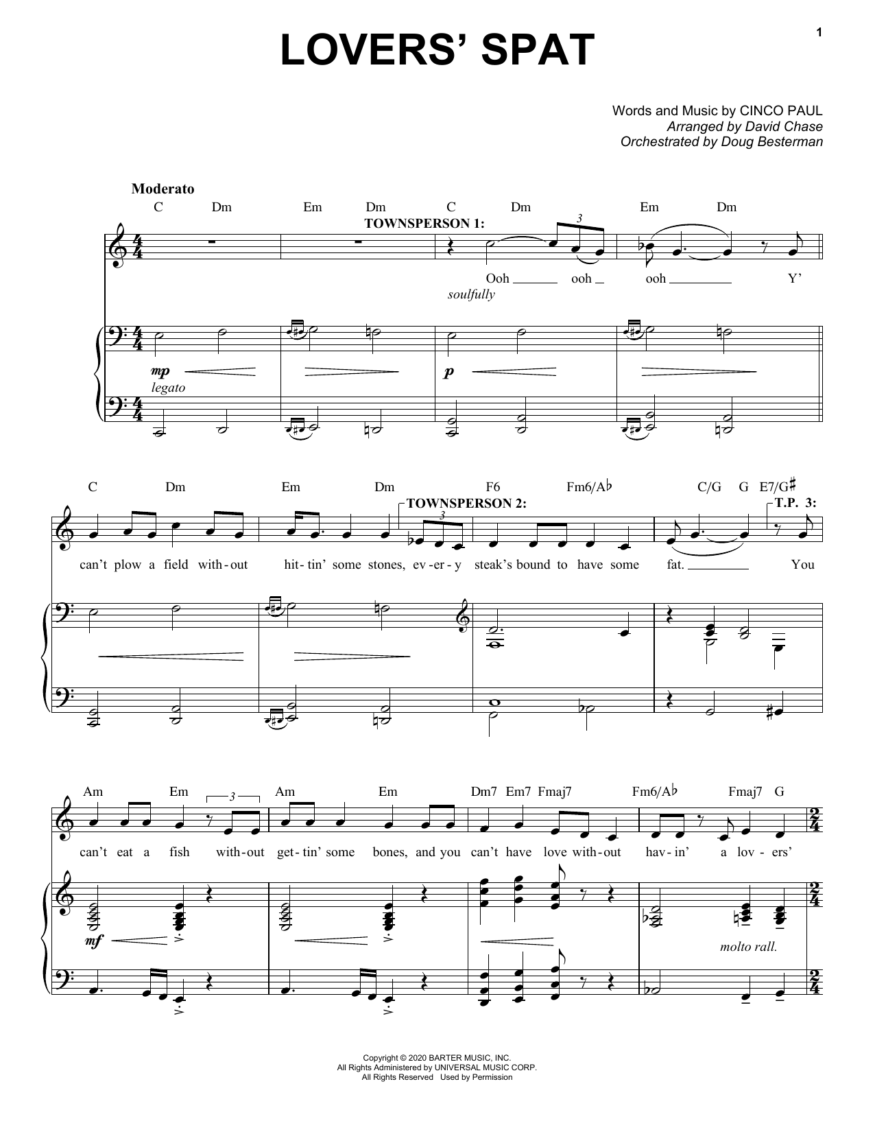 Download Cinco Paul Lover's Spat (from Schmigadoon!) Sheet Music and learn how to play Piano & Vocal PDF digital score in minutes