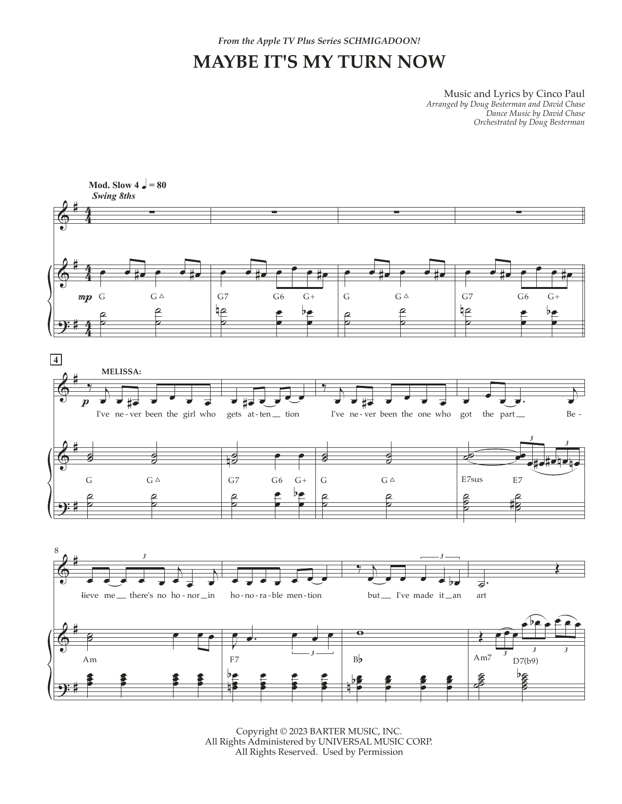 Download Cinco Paul Maybe It's My Turn Now (from Schmigadoon! Season 2) Sheet Music and learn how to play Piano & Vocal PDF digital score in minutes
