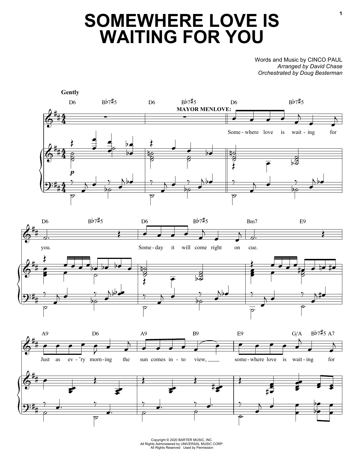 Download Cinco Paul Somewhere Love Is Waiting For You (from Schmigadoon!) Sheet Music and learn how to play Piano & Vocal PDF digital score in minutes