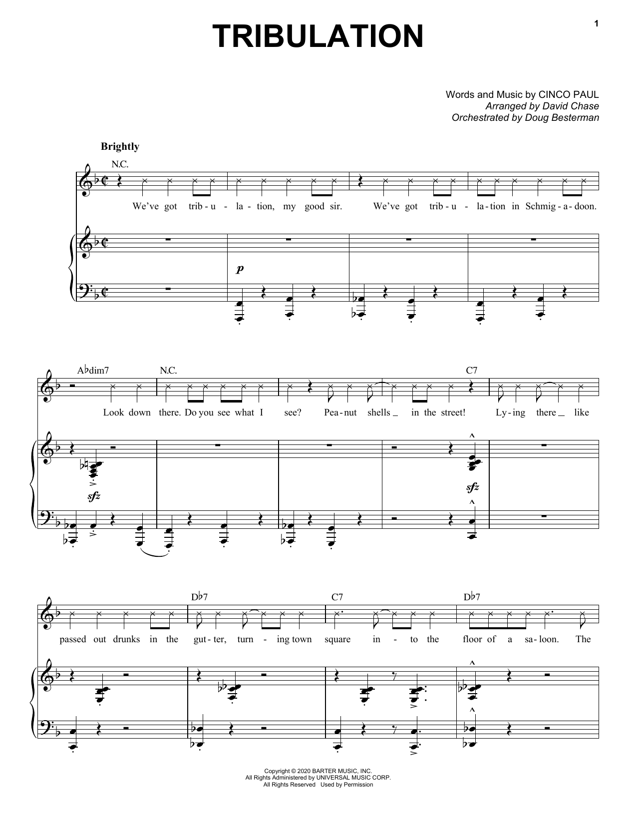 Download Cinco Paul Tribulation (from Schmigadoon!) Sheet Music and learn how to play Piano & Vocal PDF digital score in minutes