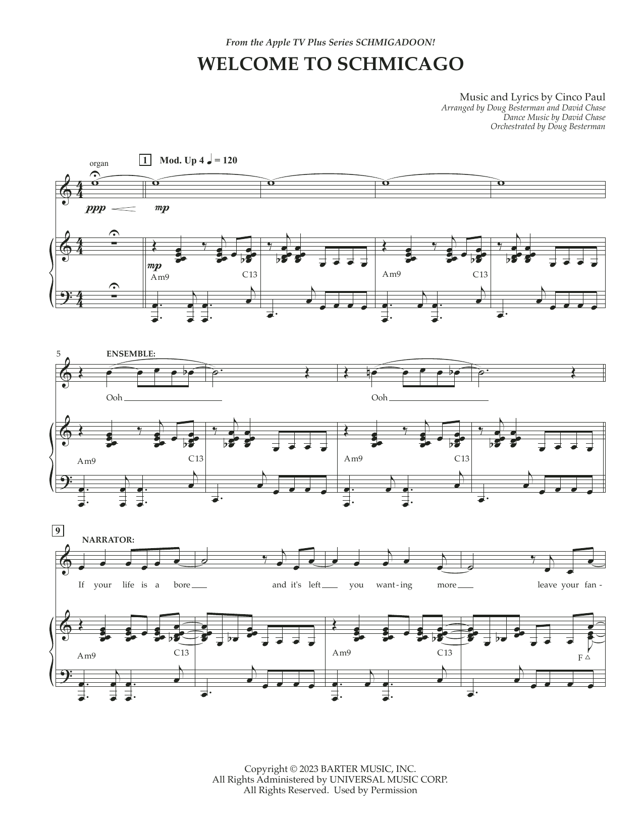 Download Cinco Paul Welcome To Schmicago (from Schmigadoon! Season 2) Sheet Music and learn how to play Piano & Vocal PDF digital score in minutes