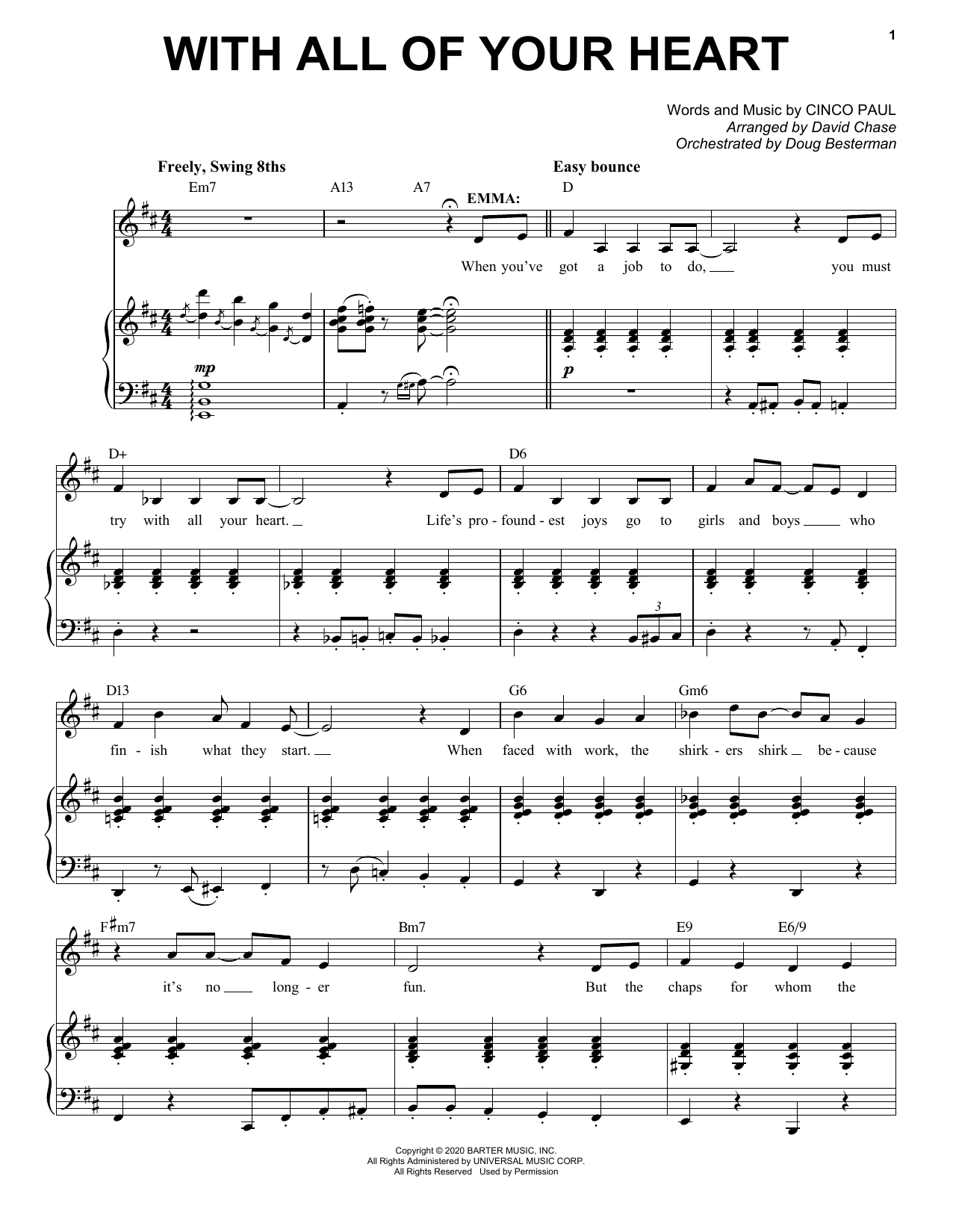 Download Cinco Paul With All Of Your Heart (from Schmigadoon!) Sheet Music and learn how to play Piano & Vocal PDF digital score in minutes