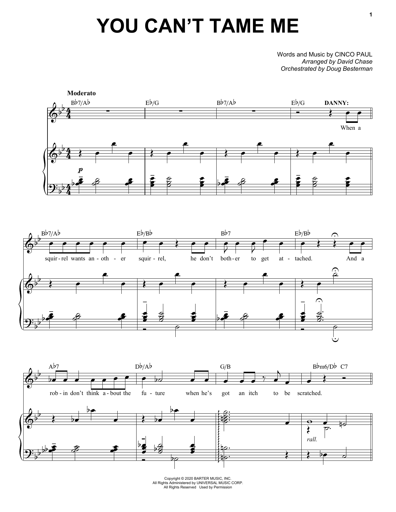 Download Cinco Paul You Can't Tame Me (from Schmigadoon!) Sheet Music and learn how to play Piano & Vocal PDF digital score in minutes