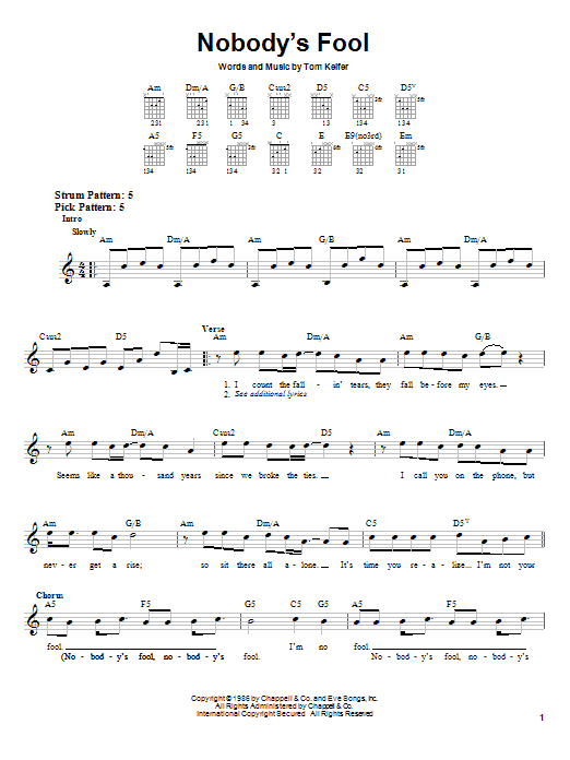 Download Cinderella Nobody's Fool Sheet Music and learn how to play Easy Guitar PDF digital score in minutes