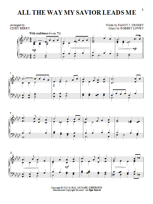 Download Cindy Berry All The Way My Savior Leads Me Sheet Music and learn how to play Piano PDF digital score in minutes