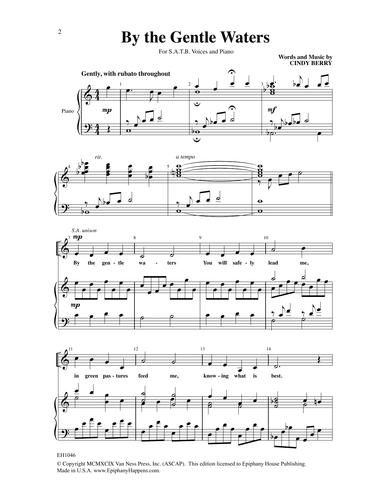 Download Cindy Berry By the Gentle Waters Sheet Music and learn how to play SATB Choir PDF digital score in minutes