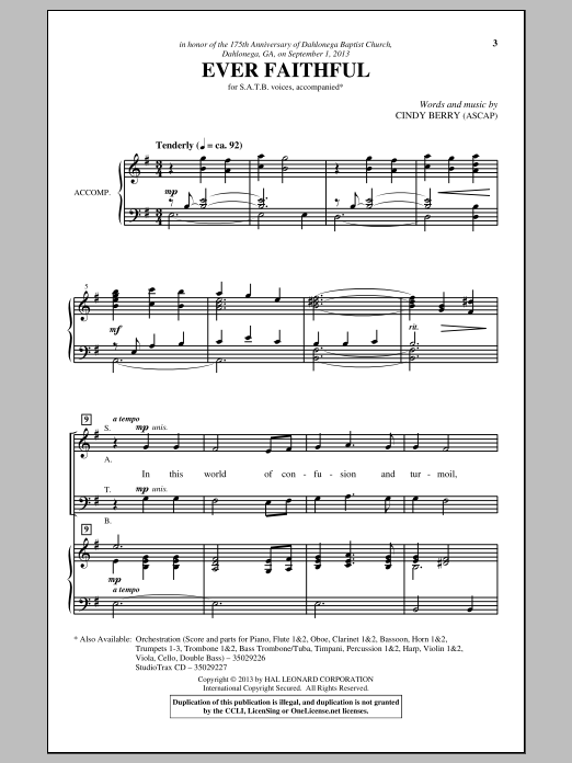 Download Cindy Berry Ever Faithful Sheet Music and learn how to play SATB PDF digital score in minutes