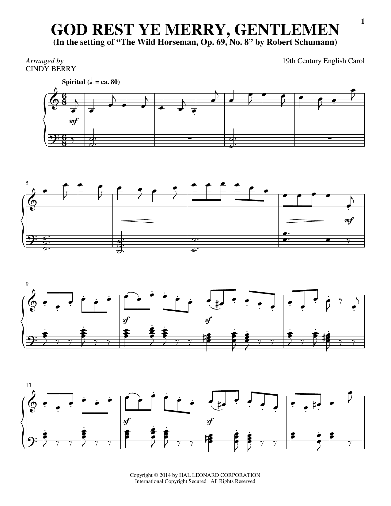 Download Cindy Berry God Rest Ye Merry, Gentlemen Sheet Music and learn how to play Piano PDF digital score in minutes