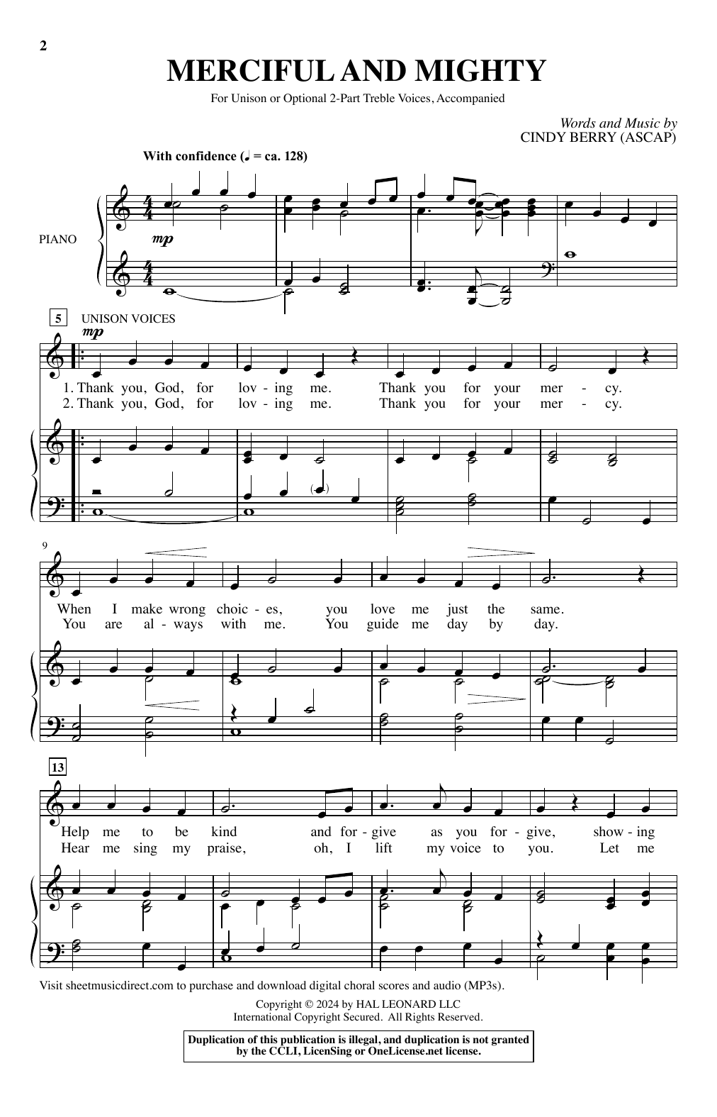 Download Cindy Berry Merciful And Mighty Sheet Music and learn how to play Choir PDF digital score in minutes